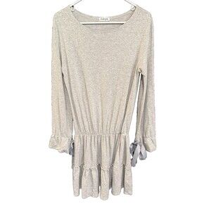 Fobya Tiered Sweatshirt Dress Knee Length Gray Long Sleeve Size Medium